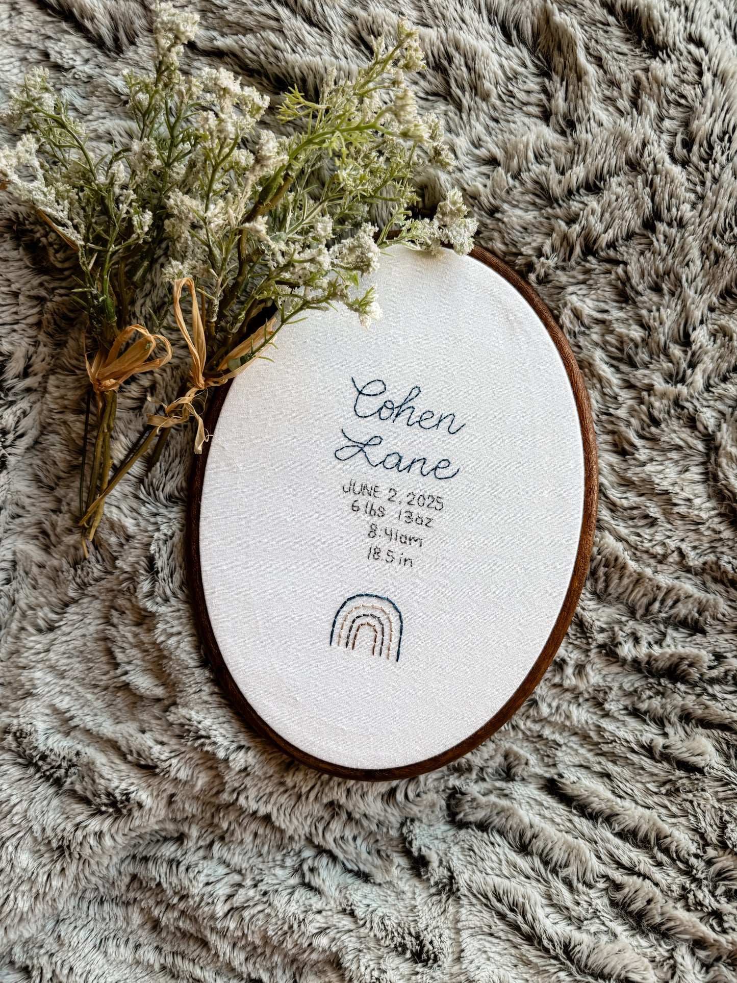 Name + Birth Stats Hoop Sign