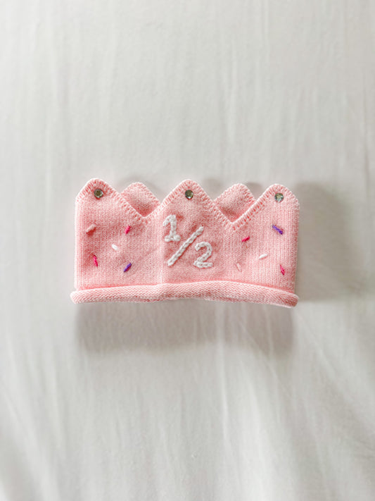 "1/2" Pink Crown w/ Sprinkles